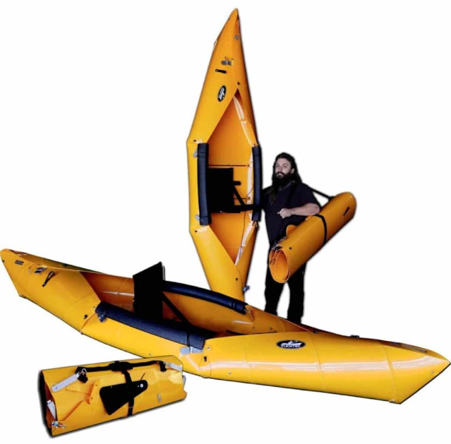 yellow color Folding Kayak with men