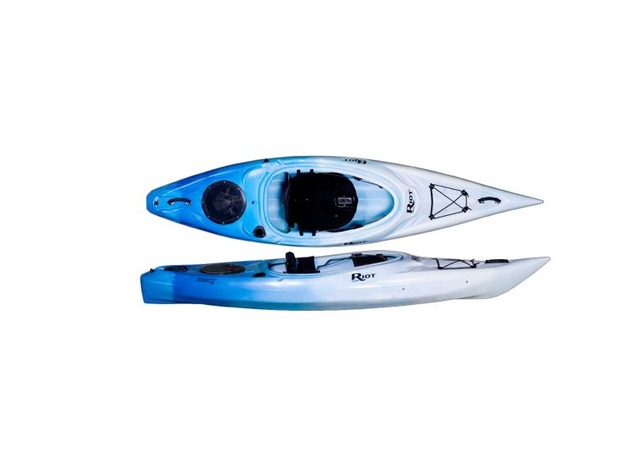 white and blue Recreational Kayak